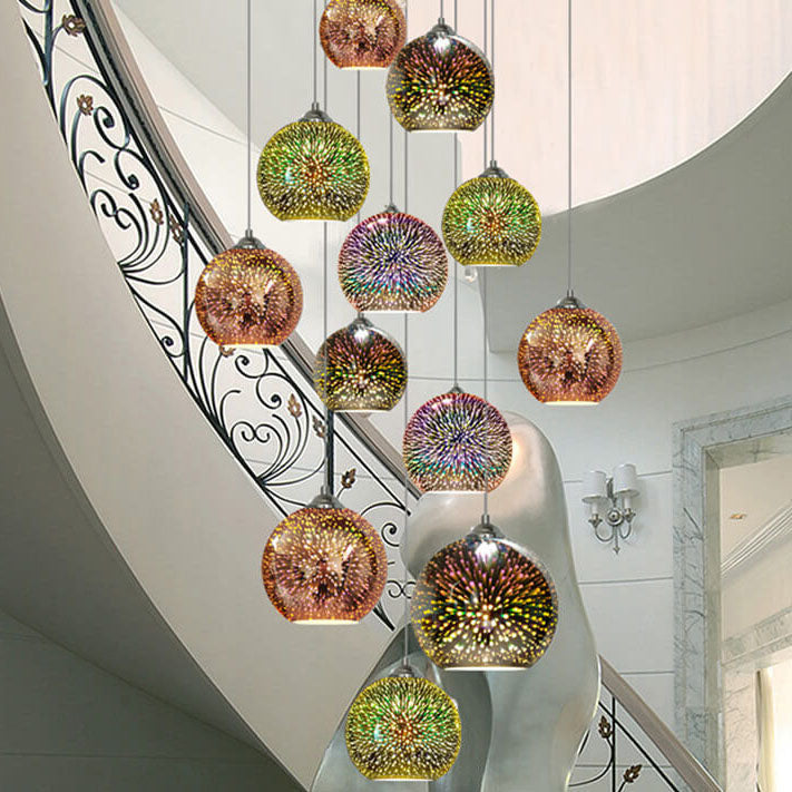 Modern creative 3D colourful firework glass 1-light dome pendant lamp