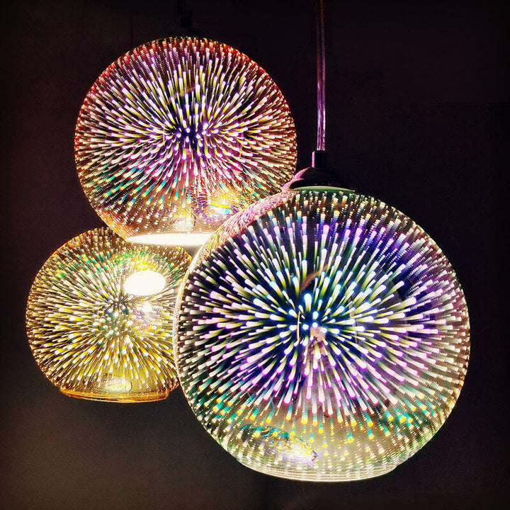 Modern creative 3D colourful firework glass 1-light dome pendant lamp