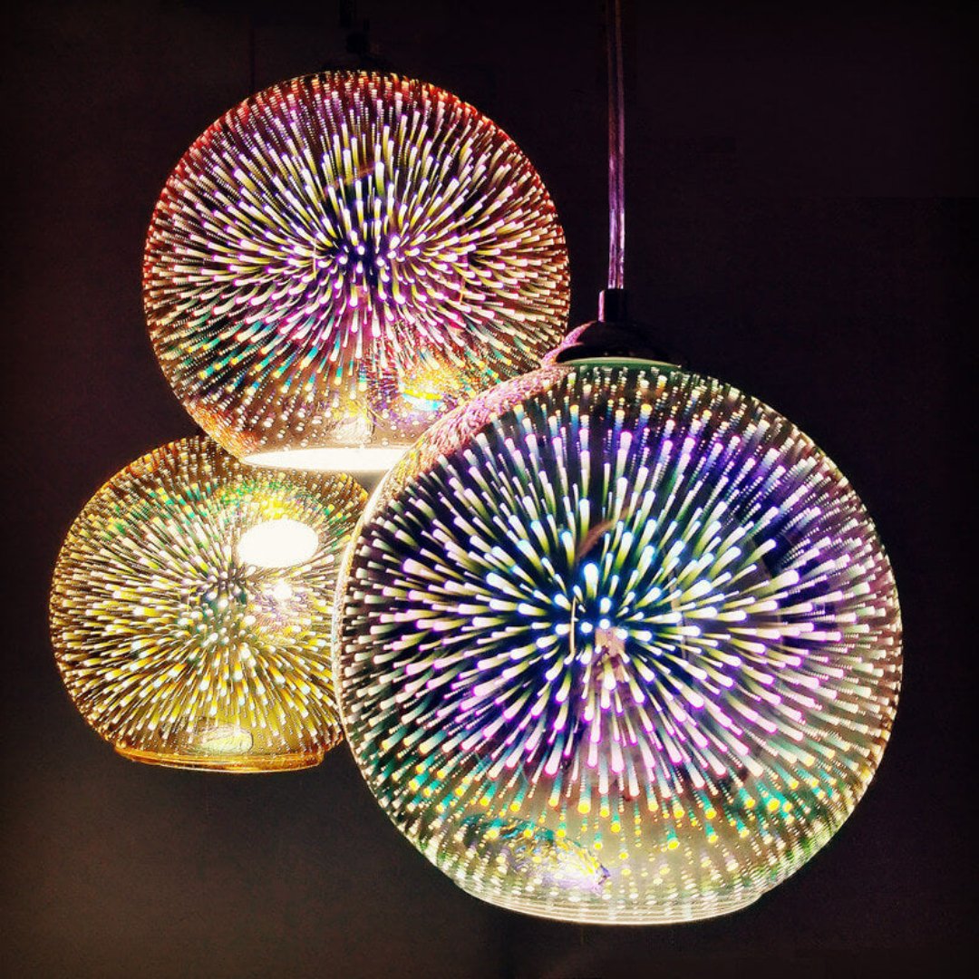Modern creative 3D colourful firework glass 1-light dome pendant lamp