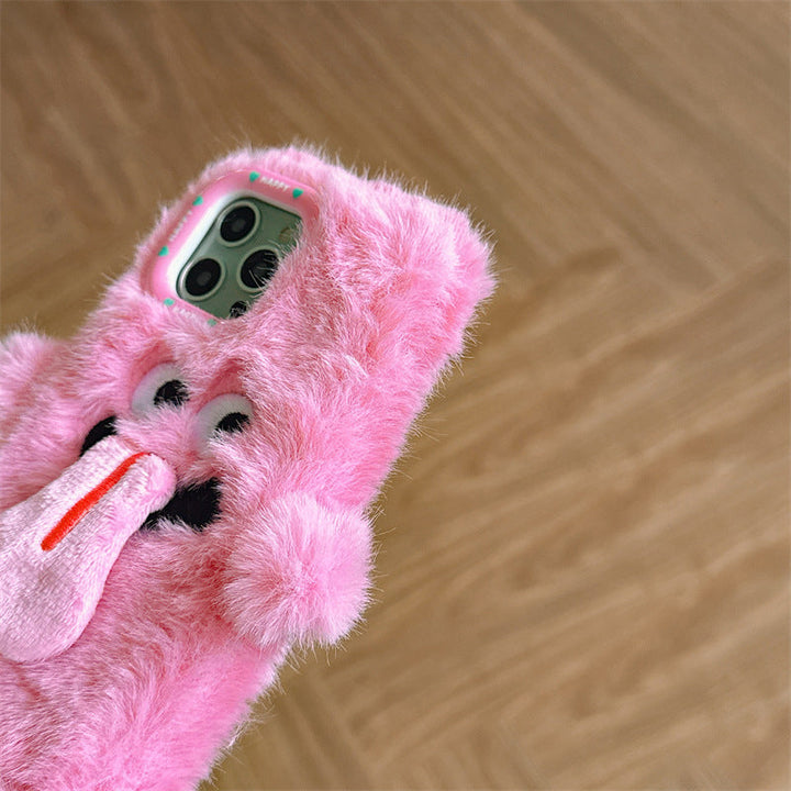 Funny Tongue Sticking Out Plush Phone Case For iPhone