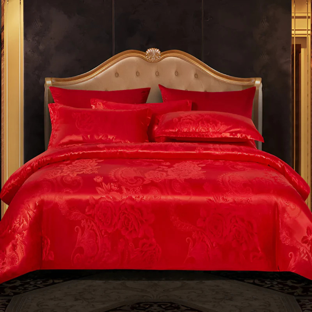 Lovely Satin Duvet Cover with Floral Print