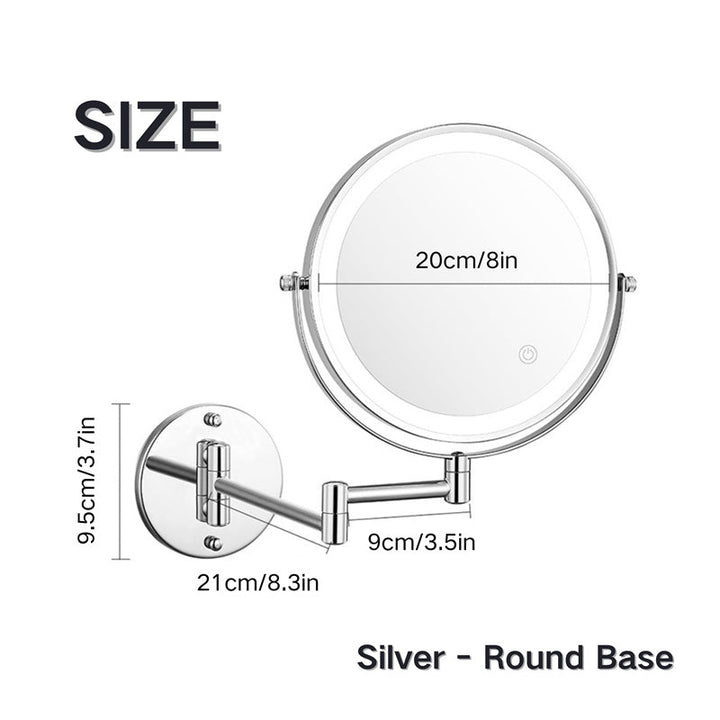 Rechargeable Wall Mounted Shaving Mirror | 360° Rotation. 1X/10X Magnification &amp; Adjustable LED Lighting for Bathroom Use