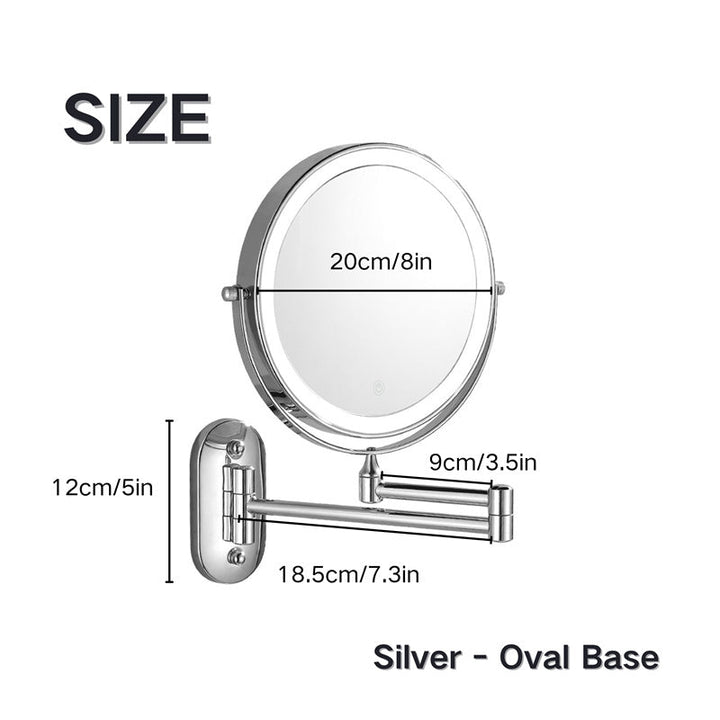 Rechargeable Wall Mounted Shaving Mirror | 360° Rotation. 1X/10X Magnification &amp; Adjustable LED Lighting for Bathroom Use
