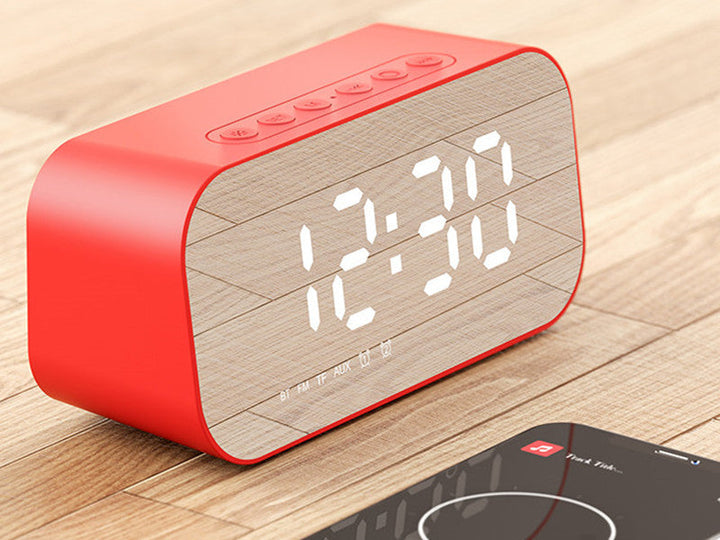 3-in-1 Wireless Bluetooth Speaker with Subwoofer, Alarm, Mirror Clock &amp; Thermometer, for Home &amp; Office