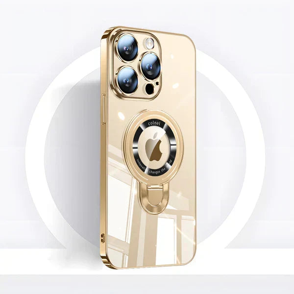 iPhone MagSafe Series | Transparent electroplated rotating stand phone case