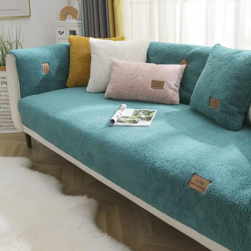 Waterproof Thick Fuzzy Sherpa Fleece Non-slip Sofa Cover