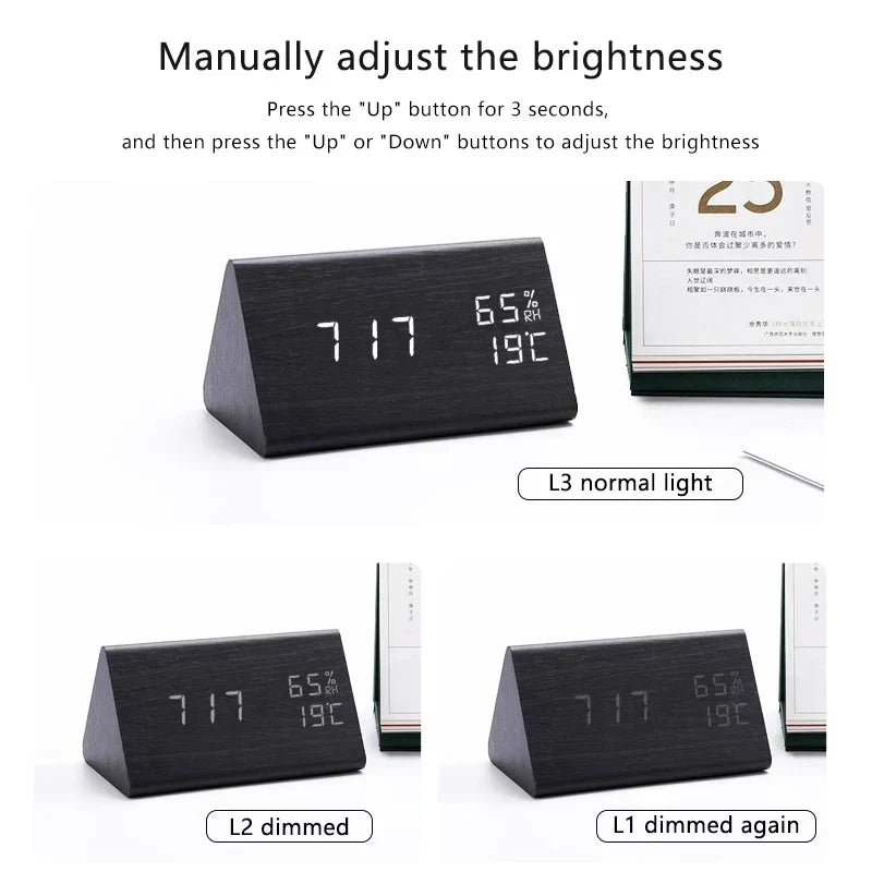 Charms | Digital Wooden Alarm Clock | Including Temperature Display