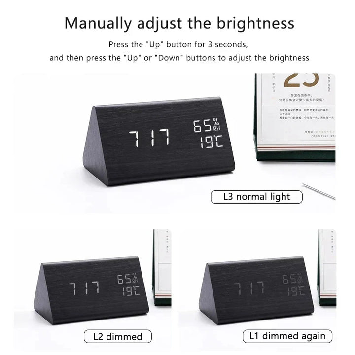 Charms | Digital Wooden Alarm Clock | Including Temperature Display