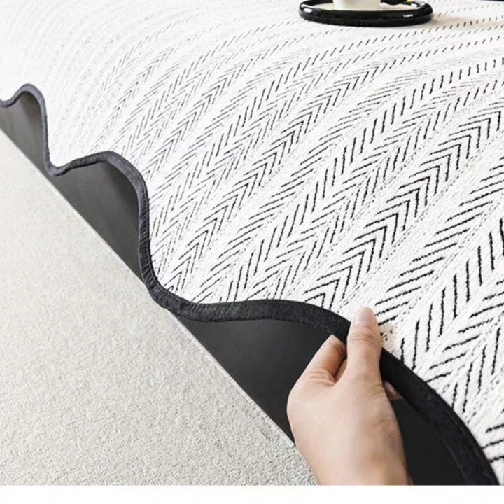 Aurivelle Herringbone Sofa Cover with Scalloped Edge Trim
