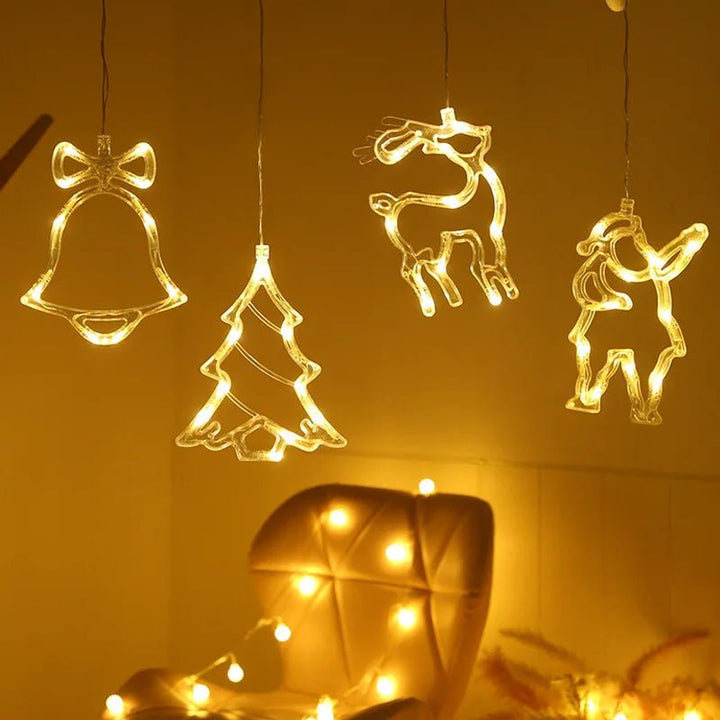 LED Christmas lights with suction cups for glass and mirrors