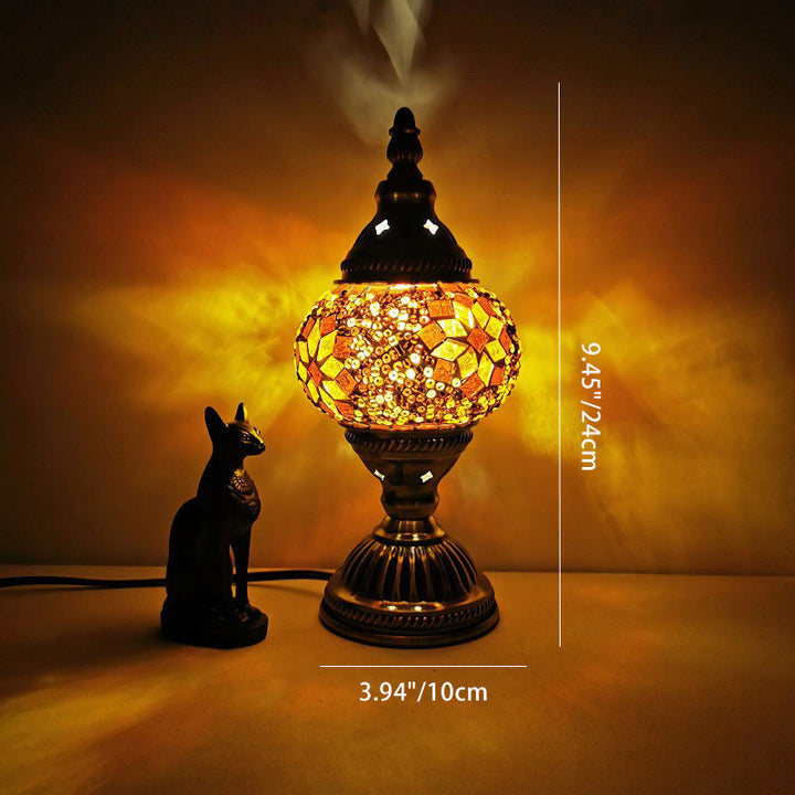 Traditional Tiffany Oval Glass Iron 1-Light Table Lamp for the Living Room