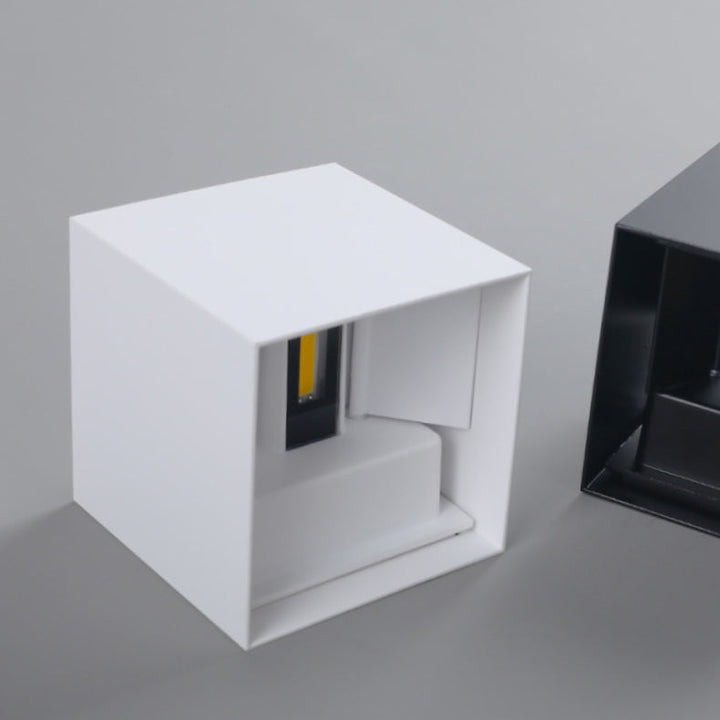 Modern Minimalist Waterproof Cube Up Down Aluminum Glass Induction LED Wall Light Lamps For Bedroom