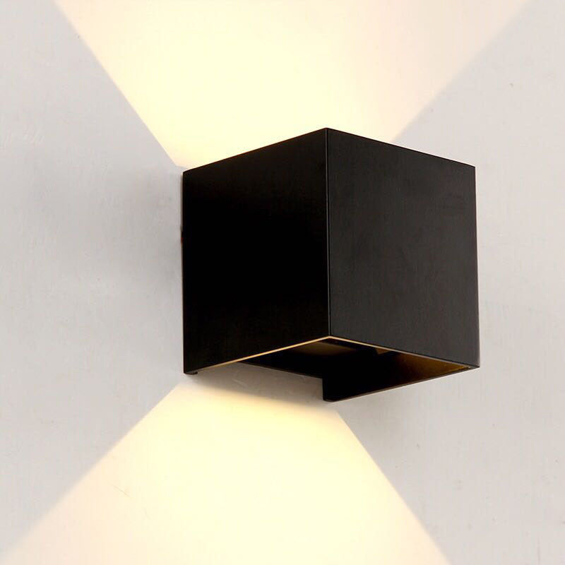 Modern Minimalist Waterproof Cube Up Down Aluminum Glass Induction LED Wall Light Lamps For Bedroom