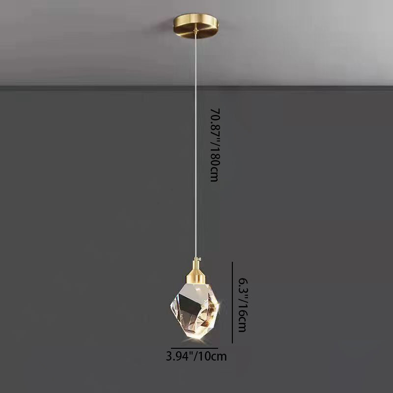 Luxury Diamond Cube Crystal Iron LED Pendant Light For Bedroom
