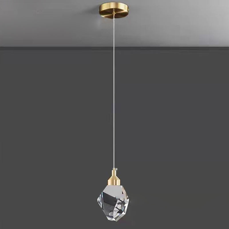 Luxury Diamond Cube Crystal Iron LED Pendant Light For Bedroom