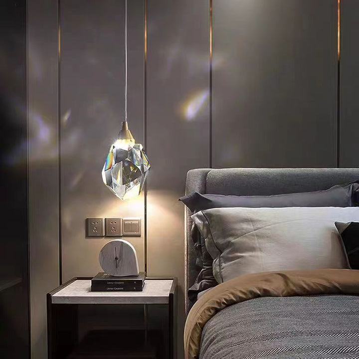 Luxury Diamond Cube Crystal Iron LED Pendant Light For Bedroom