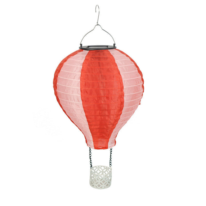 Contemporary Creative Solar Hot Air Balloon Fabric Shade LED Outdoor Pendant Light for Terrace Outside