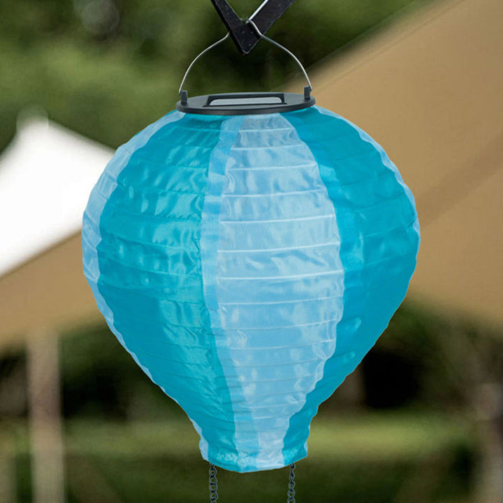 Contemporary Creative Solar Hot Air Balloon Fabric Shade LED Outdoor Pendant Light for Terrace Outside