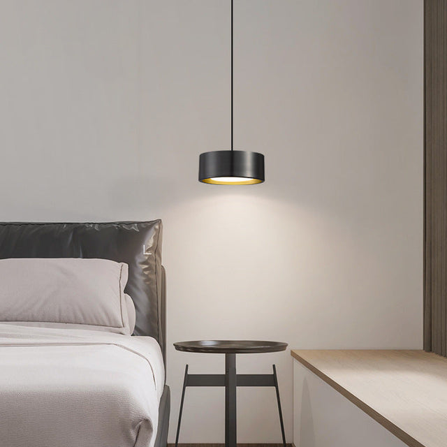 Minimalistic Round Cylinder Iron LED Pendant Light for Bedroom