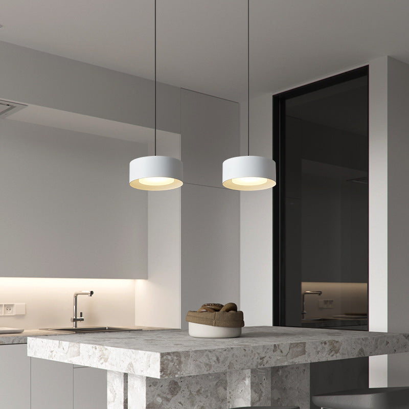 Minimalistic Round Cylinder Iron LED Pendant Light for Bedroom