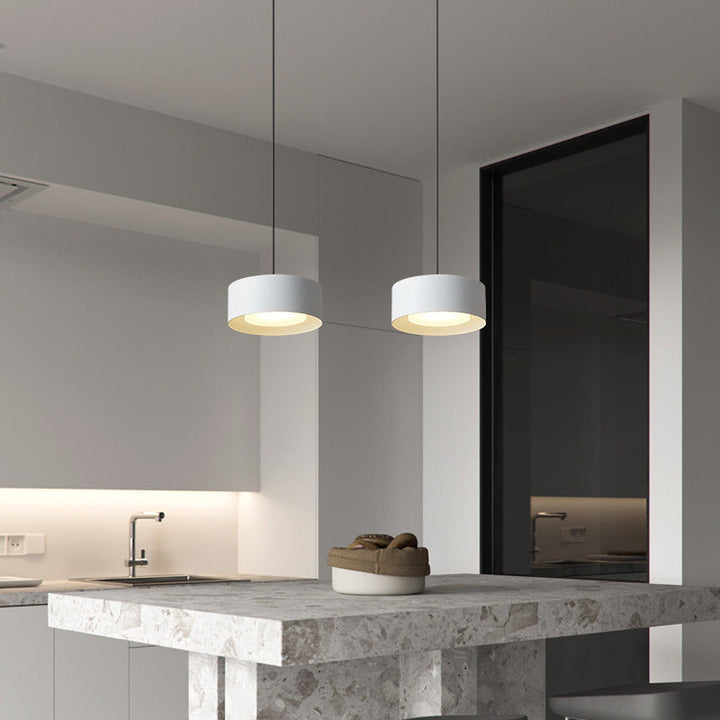 Minimalistic Round Cylinder Iron LED Pendant Light for Bedroom