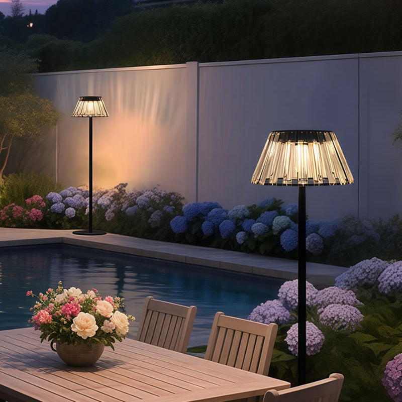 Contemporary Industrial Waterproof Solar USB Iron Glass Outdoor LED Standing Floor Lamp For Garden |