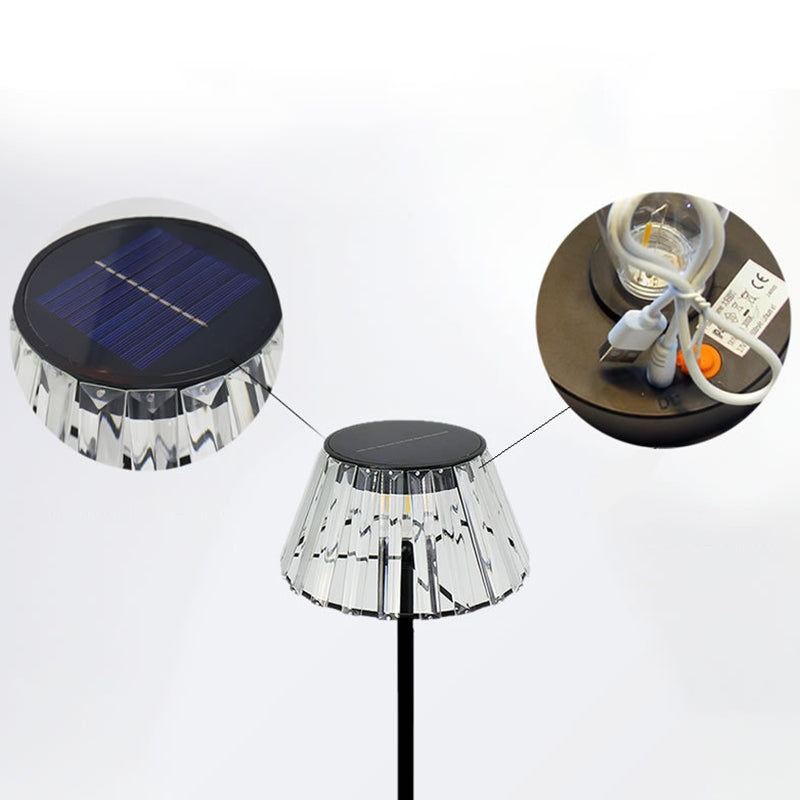 Contemporary Industrial Waterproof Solar USB Iron Glass Outdoor LED Standing Floor Lamp For Garden |