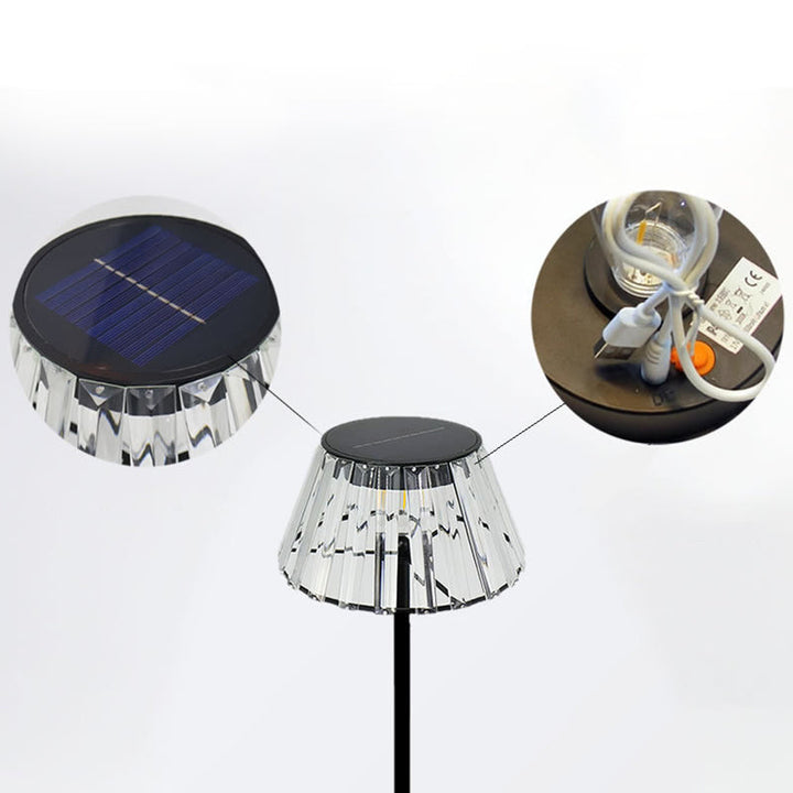 Contemporary Industrial Waterproof Solar USB Iron Glass Outdoor LED Standing Floor Lamp For Garden |