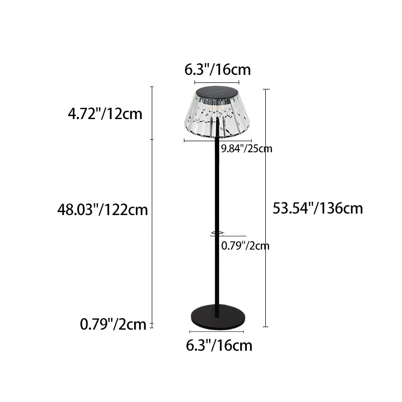 Contemporary Industrial Waterproof Solar USB Iron Glass Outdoor LED Standing Floor Lamp For Garden |