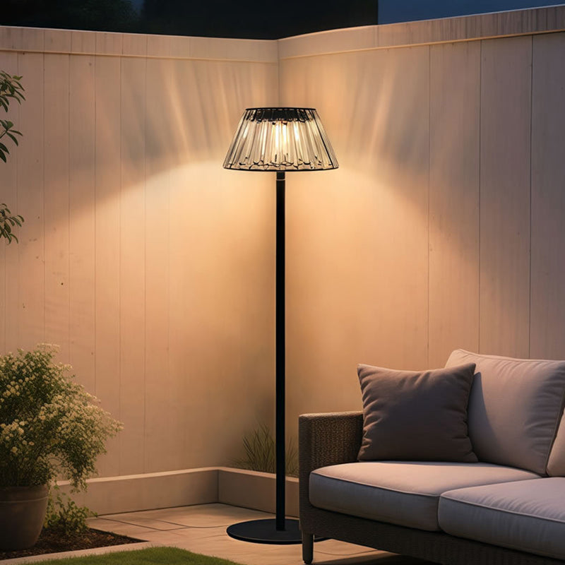 Contemporary Industrial Waterproof Solar USB Iron Glass Outdoor LED Standing Floor Lamp For Garden |