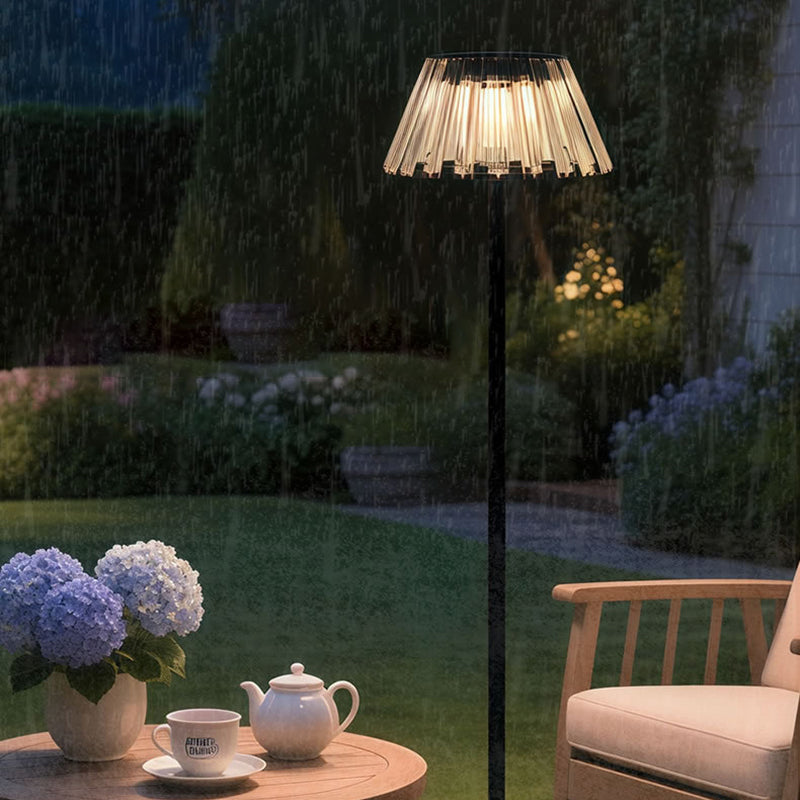 Contemporary Industrial Waterproof Solar USB Iron Glass Outdoor LED Standing Floor Lamp For Garden |