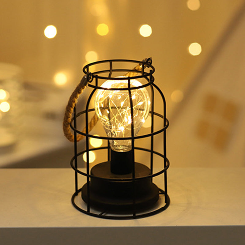 Modern Minimalist Vertical Striped Square Round Iron LED Table Lamp For Living Room