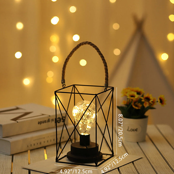 Modern Minimalist Vertical Striped Square Round Iron LED Table Lamp For Living Room