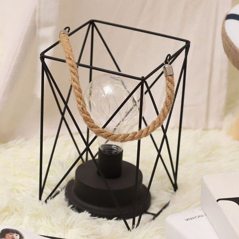 Modern Minimalist Vertical Striped Square Round Iron LED Table Lamp For Living Room
