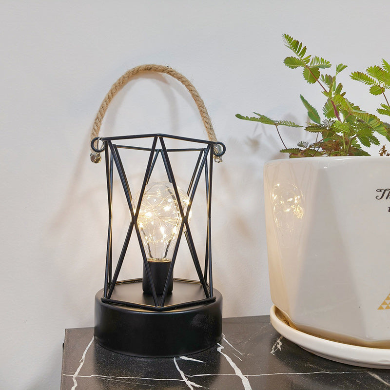 Modern Minimalist Vertical Striped Square Round Iron LED Table Lamp For Living Room