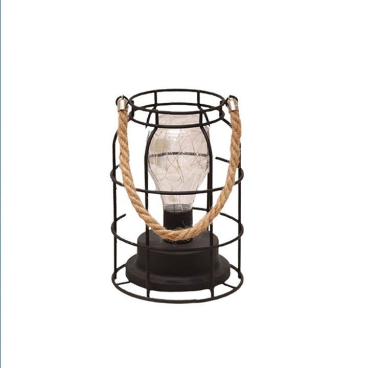 Modern Minimalist Vertical Striped Square Round Iron LED Table Lamp For Living Room