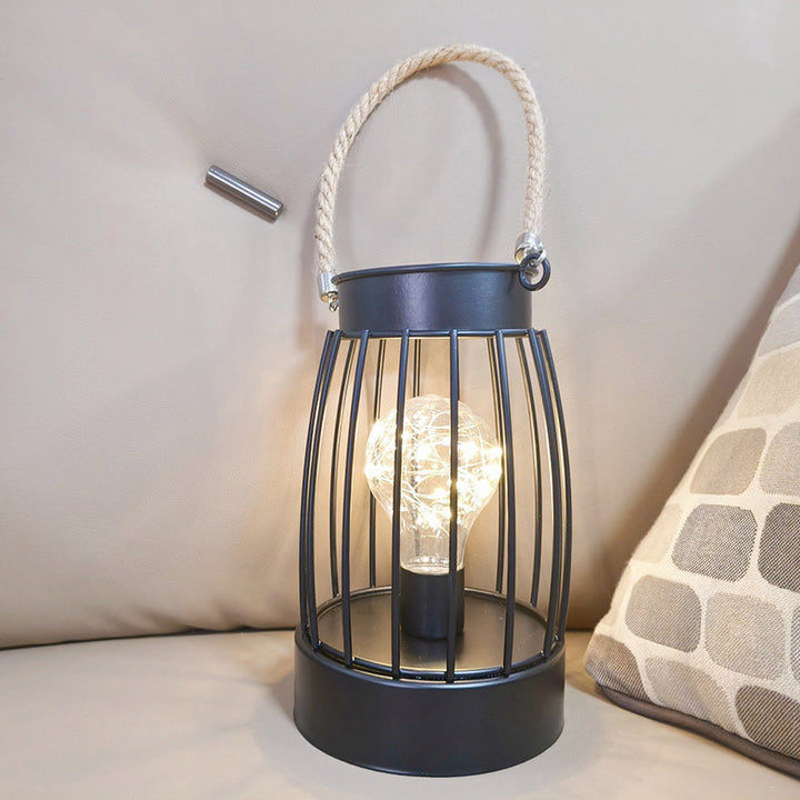 Modern Minimalist Vertical Striped Square Round Iron LED Table Lamp For Living Room