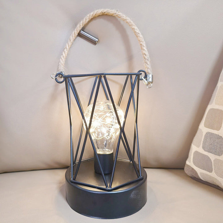 Modern Minimalist Vertical Striped Square Round Iron LED Table Lamp For Living Room