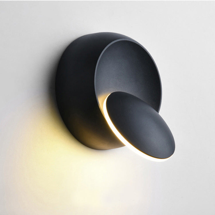 Contemporary Nordic Iron Round Eclipse Rotatable LED Wall Light for Nightstand