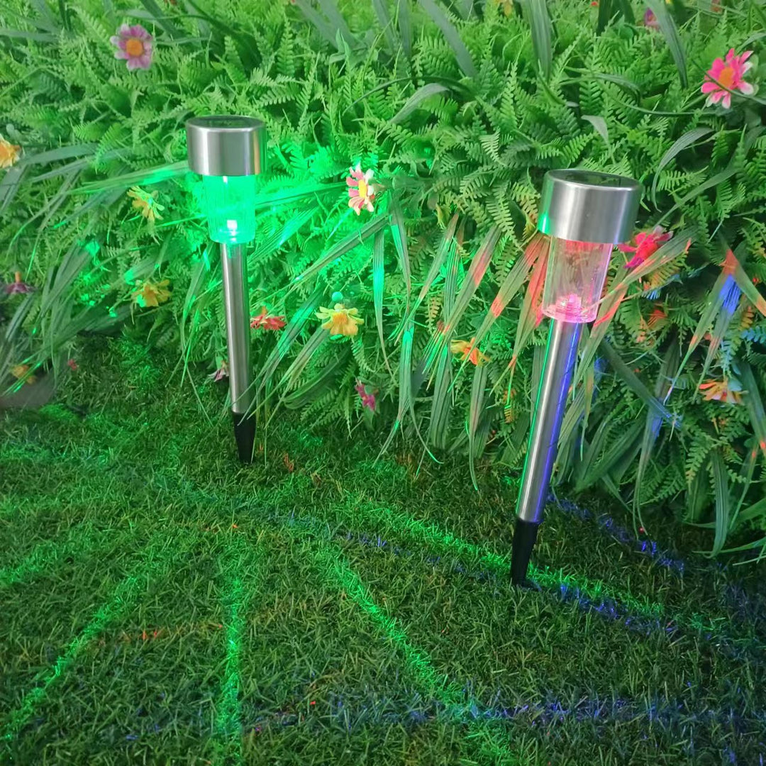 Modern simplicity solar waterproof stainless steel cylinder LED landscape lighting outdoor light for the garden