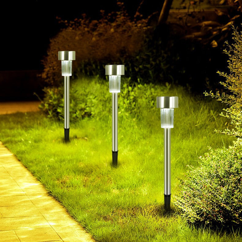 Modern simplicity solar waterproof stainless steel cylinder LED landscape lighting outdoor light for the garden