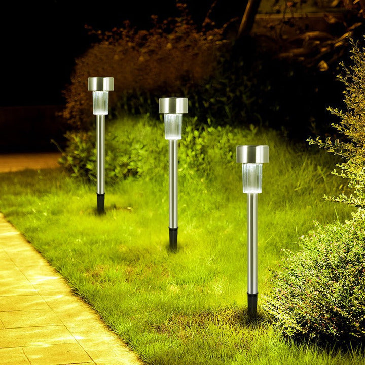 Modern simplicity solar waterproof stainless steel cylinder LED landscape lighting outdoor light for the garden