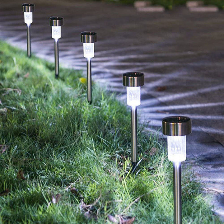 Modern simplicity solar waterproof stainless steel cylinder LED landscape lighting outdoor light for the garden