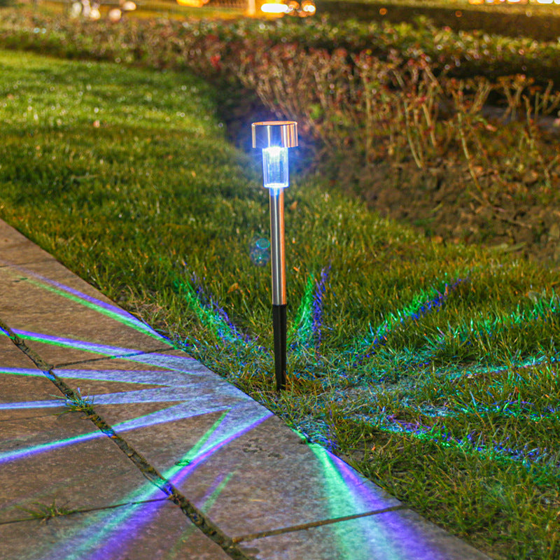Modern simplicity solar waterproof stainless steel cylinder LED landscape lighting outdoor light for the garden