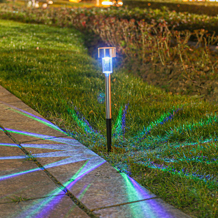Modern simplicity solar waterproof stainless steel cylinder LED landscape lighting outdoor light for the garden