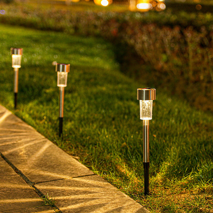 Modern simplicity solar waterproof stainless steel cylinder LED landscape lighting outdoor light for the garden
