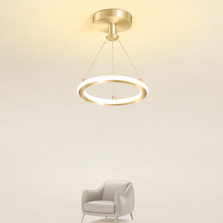 Contemporary Nordic Round Metal Silica LED Semi-Flush Mount Ceiling Light for Corridor