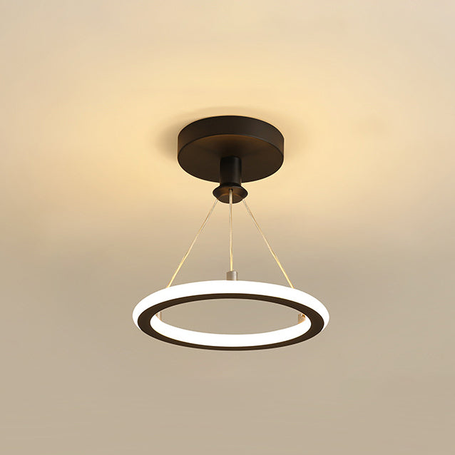 Contemporary Nordic Round Metal Silica LED Semi-Flush Mount Ceiling Light for Corridor