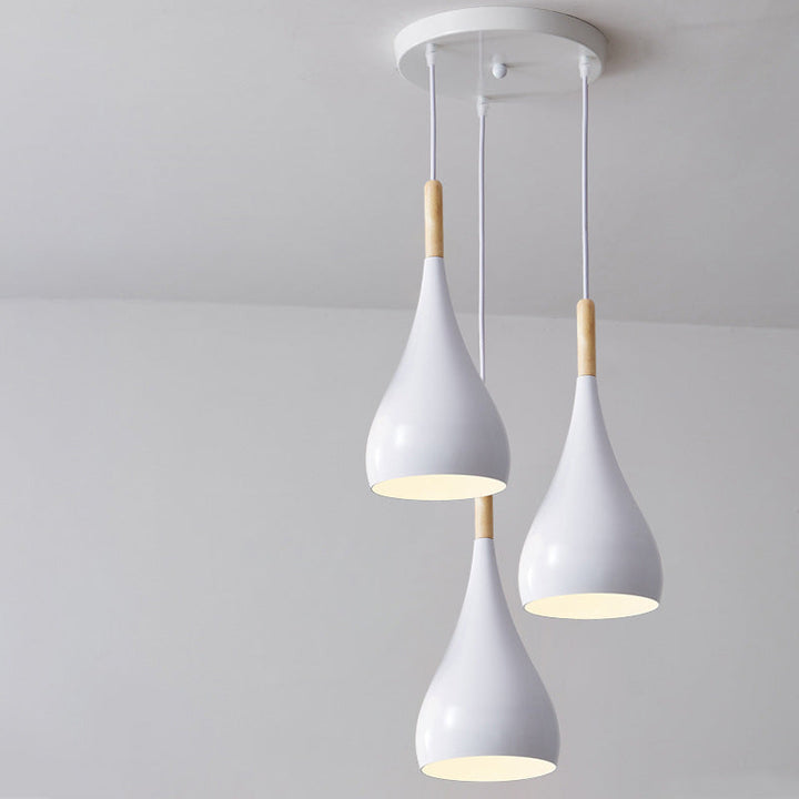 Nordic Iron Wood Aluminum Pumpkin Water Drop 1-Light Pendant Light for Dining Room