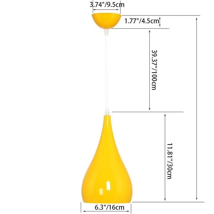 Nordic Iron Wood Aluminum Pumpkin Water Drop 1-Light Pendant Light for Dining Room